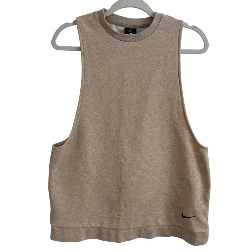 Nike Dri-FIT Tank Top Womens M Sleeveless Beige Athletic Workout Gym‎ Running
